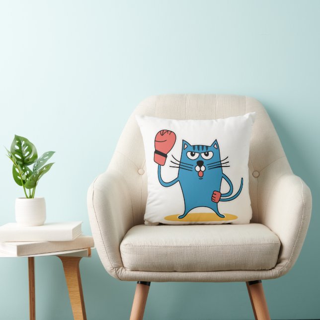 Cat with Boxing Gloves Cushion (Chair)