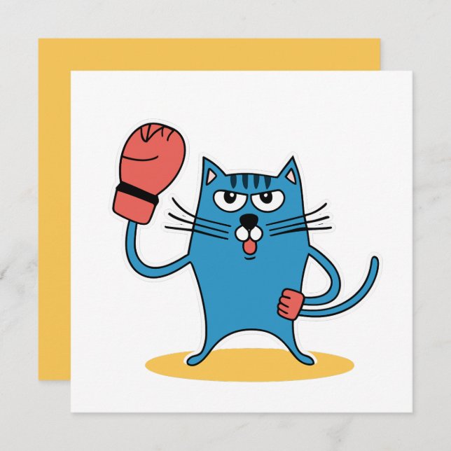 Cat with Boxing Gloves Holiday Card (Front/Back)