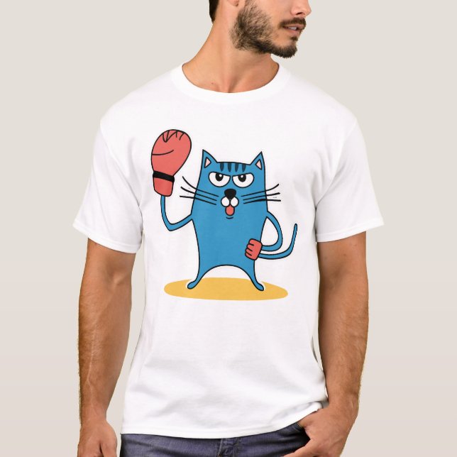 Cat with Boxing Gloves T-Shirt (Front)
