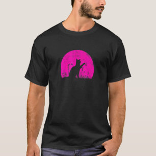 Cat With Butterfly Pink Sunset T-Shirt