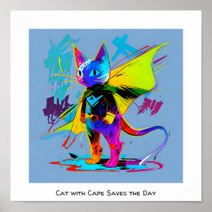 Cat with cape poster
