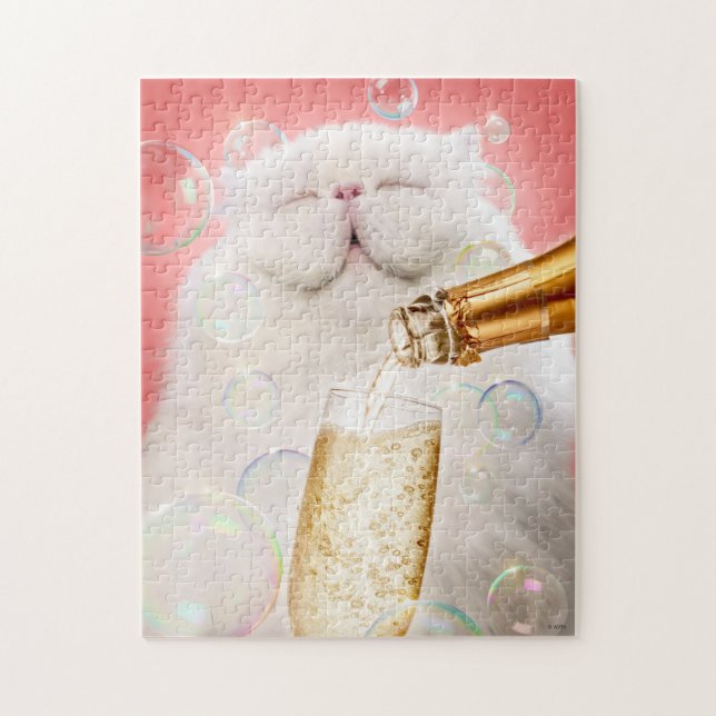 Cat With Champagne Jigsaw Puzzle (Vertical)
