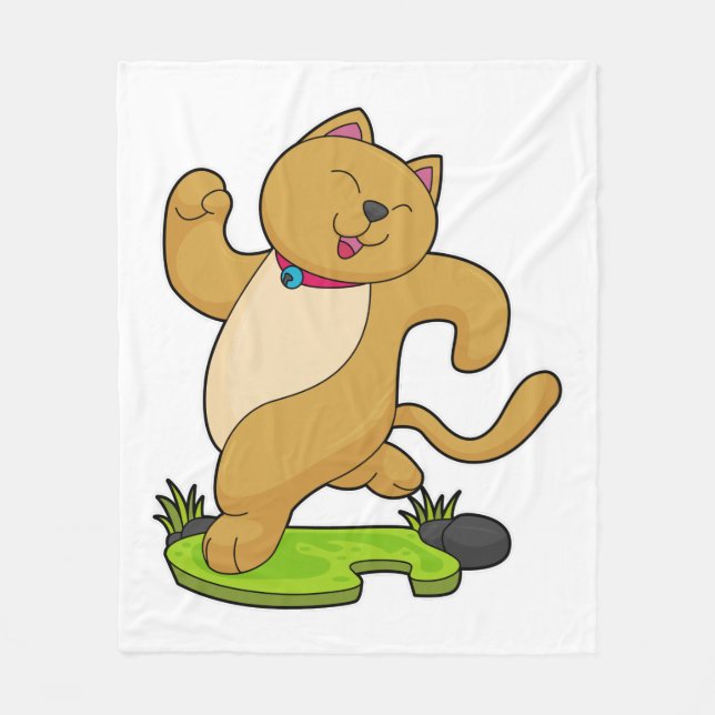 Cat with Choker at Running Fleece Blanket (Front)