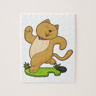 Cat with Choker at Running Jigsaw Puzzle