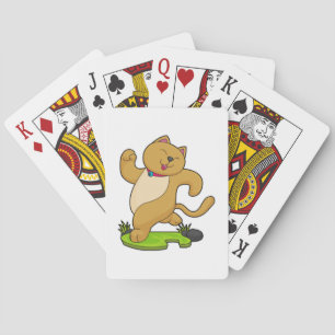 Cat with Choker at Running Playing Cards