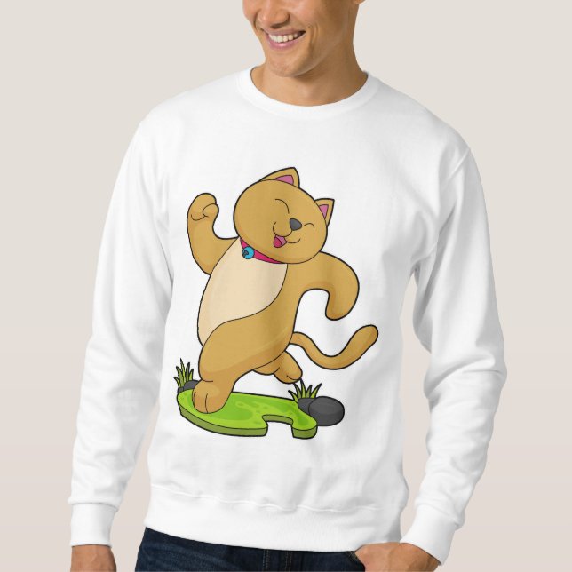 Cat with Choker at Running Sweatshirt (Front)