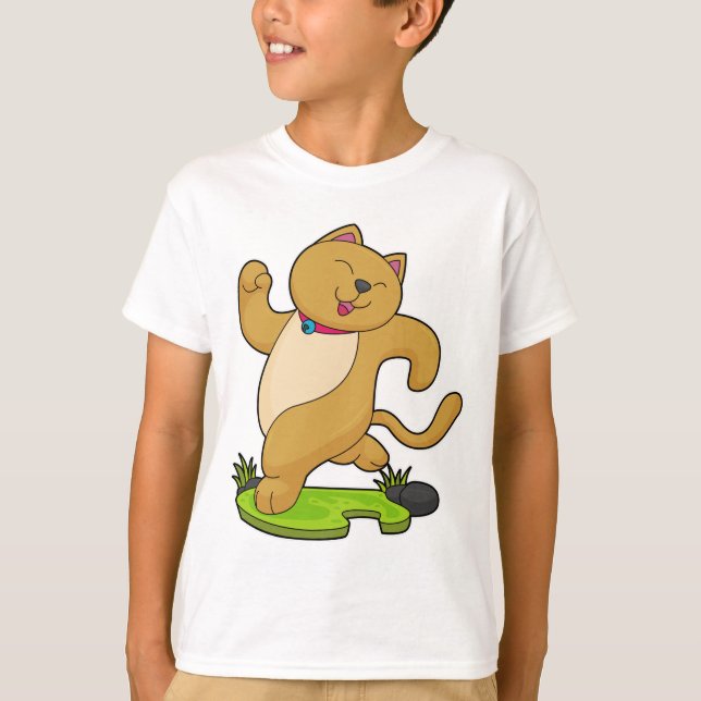 Cat with Choker at Running T-Shirt (Front)