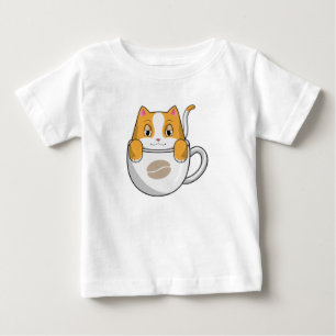 Cat with Coffee Cup Baby T-Shirt