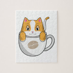 Cat with Coffee Cup Jigsaw Puzzle