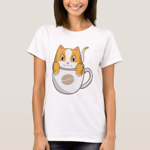 Cat with Coffee Cup T-Shirt