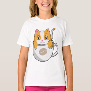 Cat with Coffee Cup T-Shirt