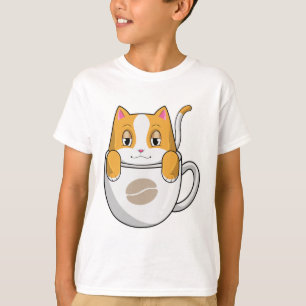 Cat with Coffee Cup T-Shirt