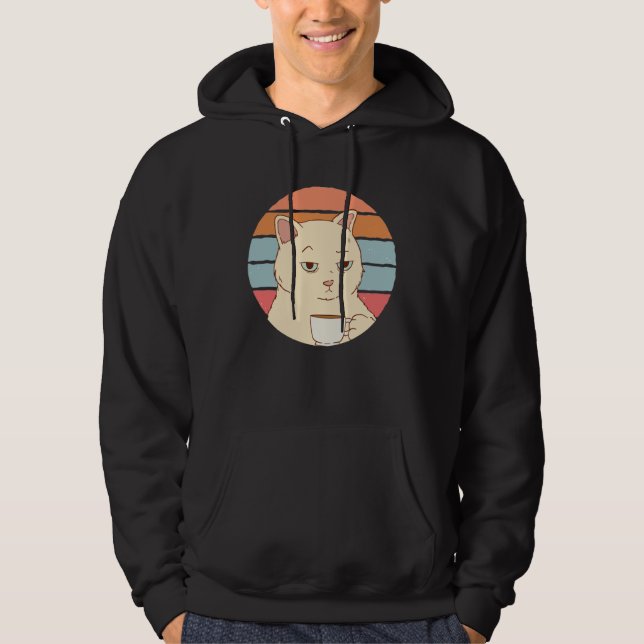 Cat with Coffee Hoodie (Front)