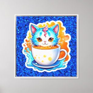 Cat with Coffee Mug-94678 Canvas Print