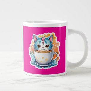 Cat with Coffee Mug-94678 Large Coffee Mug