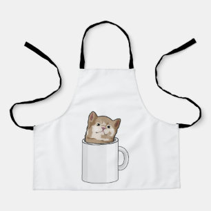 Cat with Coffee mug Apron