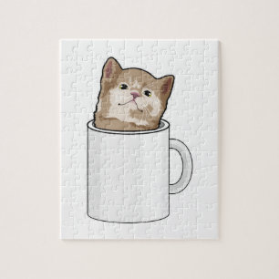 Cat with Coffee mug Jigsaw Puzzle