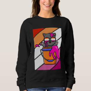 Cat With Colors Pride Lesbian Flag LGBTQ Proud All Sweatshirt