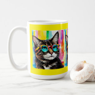 Cat with Colourful Reading Glasses Coffee Mug