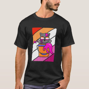 Cat With Colours Pride Lesbian Flag LGBQ Proud All T-Shirt