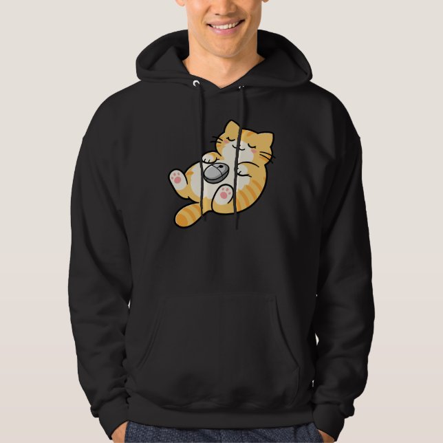 Cat with Computer Mouse Hoodie (Front)