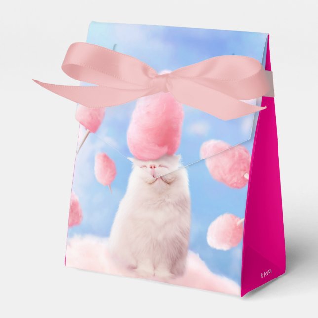 Cat With Cotton Candy Hair Favour Box (Front Side)