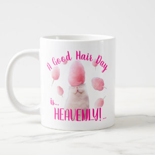 Cat With Cotton Candy Hair Large Coffee Mug