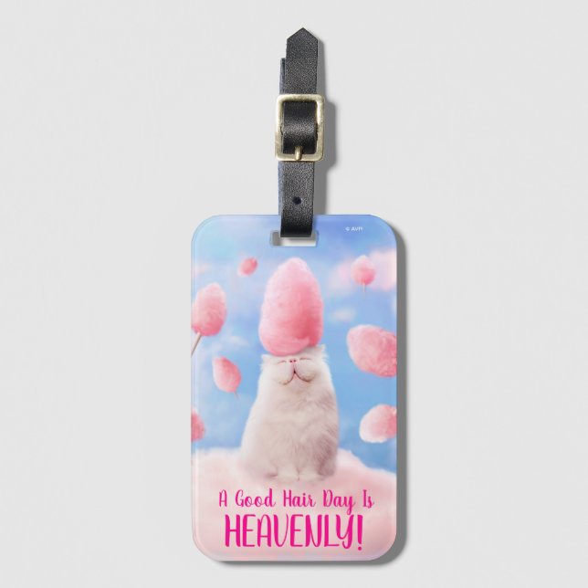 Cat With Cotton Candy Hair Luggage Tag (Front Vertical)