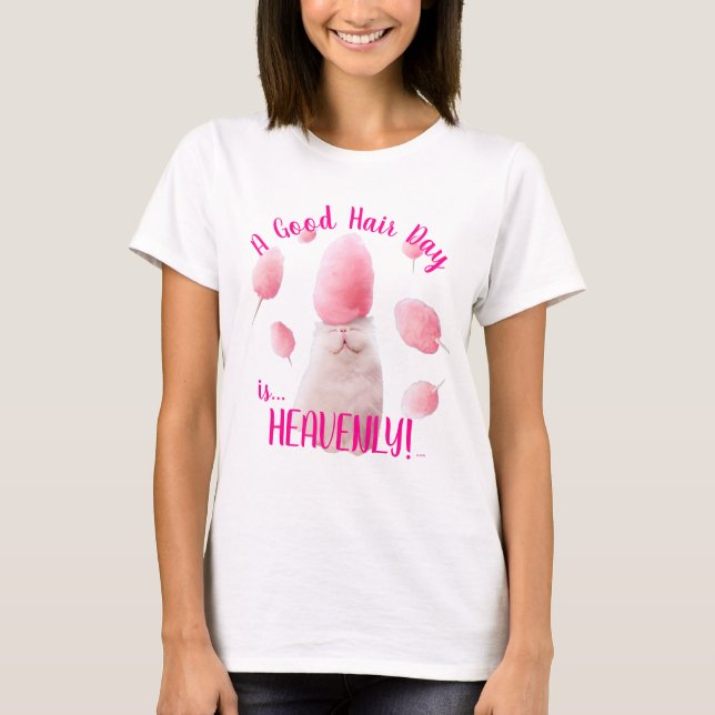 Cat With Cotton Candy Hair T-Shirt (Front)