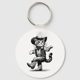 Cat With Cowboy Hat And Boots Cowgirl Western Coun Key Ring