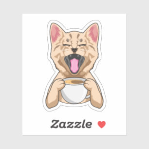 Cat with cup of coffee