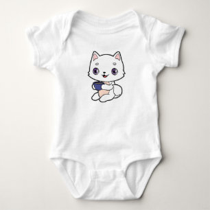 Cat with Cup of Coffee Baby Bodysuit