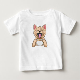 Cat with cup of  coffee baby T-Shirt