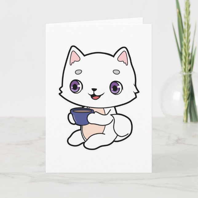 Cat with Cup of Coffee Card (Front)