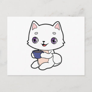 Cat with Cup of Coffee Postcard