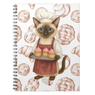 Cat with Cupcake for Bakery Shop Worker Notebook
