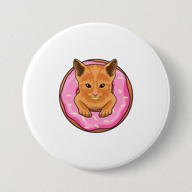 Cat with Donut 7.5 Cm Round Badge (Front)