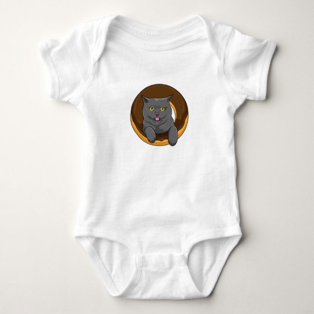 Cat with Donut Baby Bodysuit (Front)