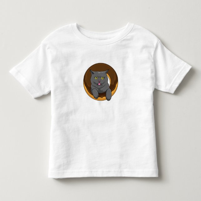 Cat with Donut Toddler T-Shirt (Front)