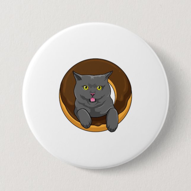 Cat with Doughnut 7.5 Cm Round Badge (Front)