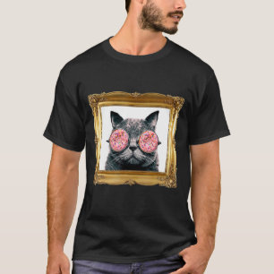 Cat with Doughnut Sunglasses Kitten Sweet Food T-Shirt