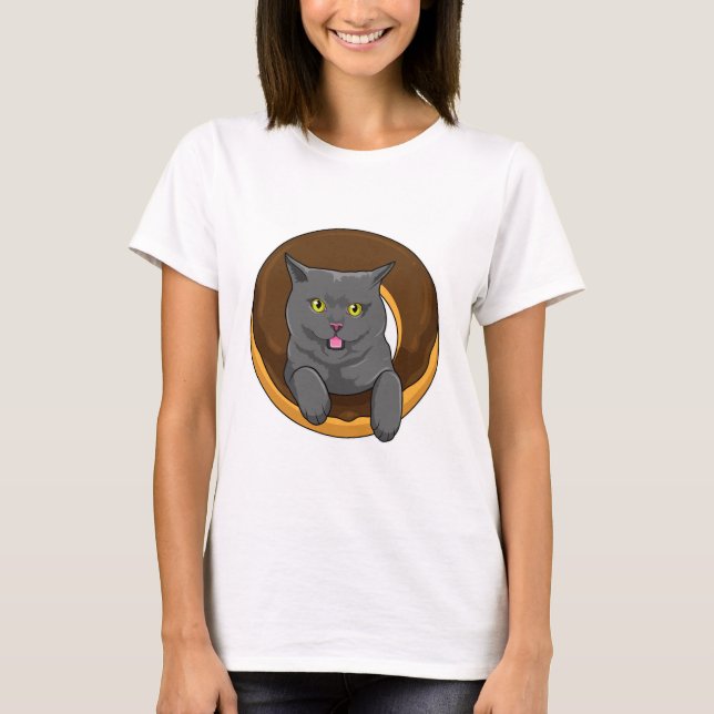 Cat with Doughnut T-Shirt (Front)