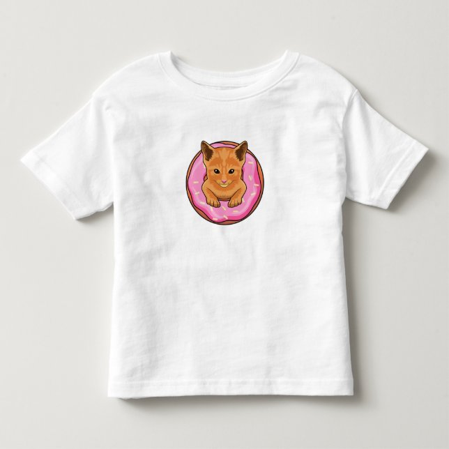 Cat with Doughnut Toddler T-Shirt (Front)