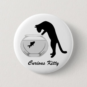 Cat with Fish Bowl Button