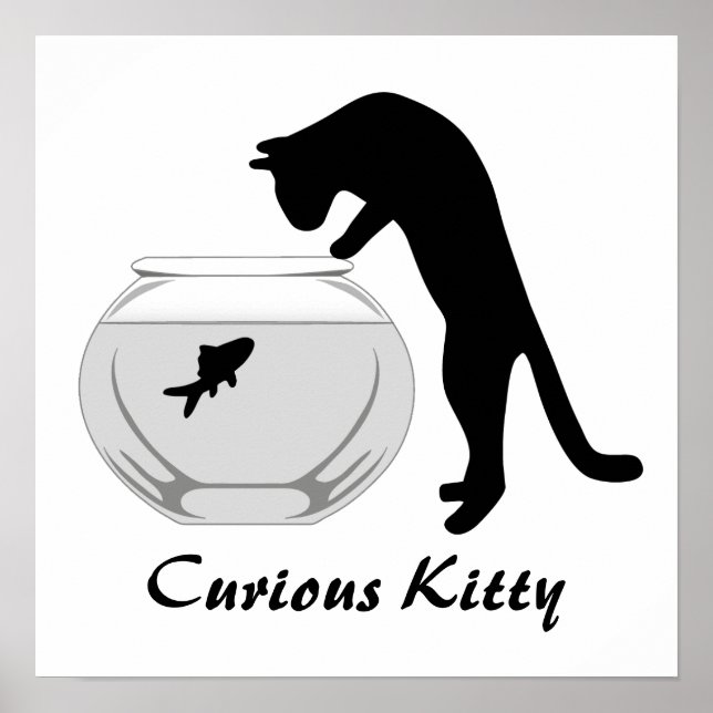 Cat with Fish Bowl Poster (Front)