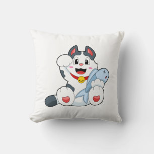 Cat with Fish Cushion