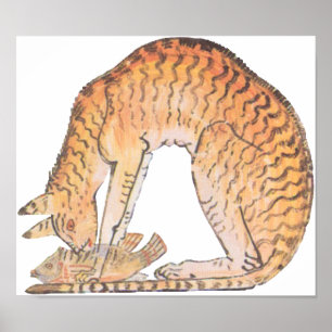 cat with fish poster