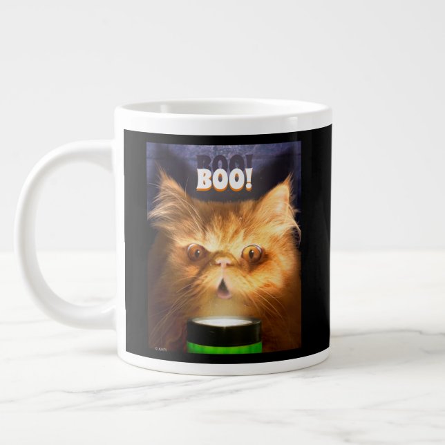 Cat With Flashlight Large Coffee Mug (Left)