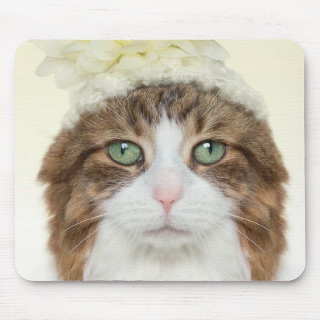 Cat With Flower Hat Mouse Mat (Front)