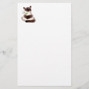 Cat with Flower Stationery